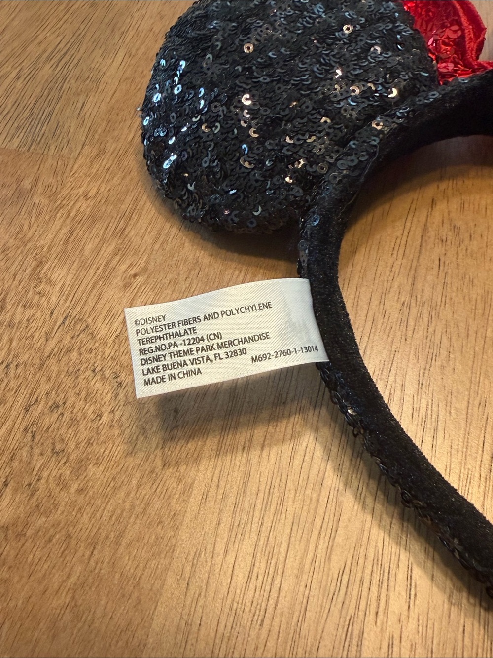 Disney Parks Minnie Mouse Black Sequin Ears Headband with Red Bow EUC - Picture 4 of 7